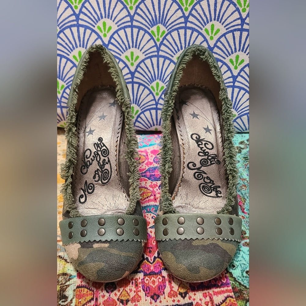 Naughty Monkey Green Studded Heels